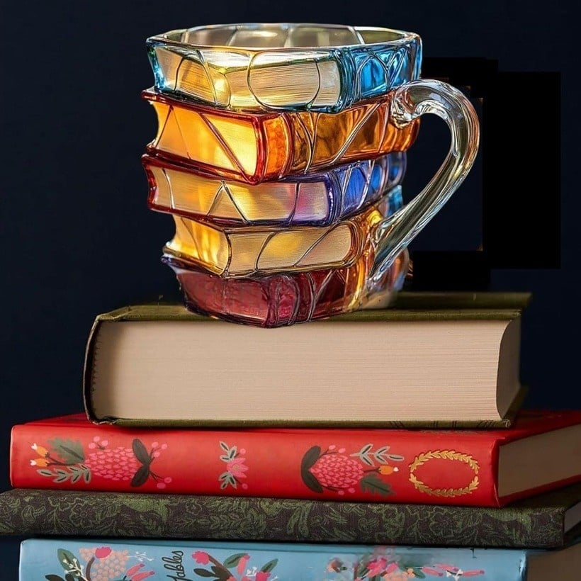 Painted Book Mug