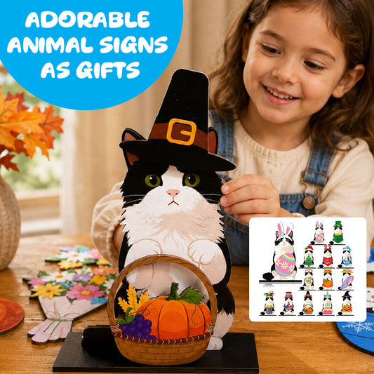 Cute Animal Sign Gift — Features a Removable Magnetic Hat; Perfect for Various Holidays and Birthday Parties