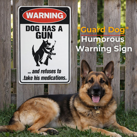 Humorvolles Warnschild mit dem Text „Wachhund“ 🐶 – Geben Sie Ihren Nachbarn Gesprächsstoff!