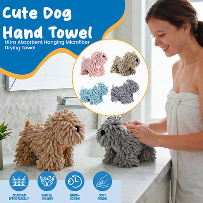 Cute Dog Hand Towel – Ultra Absorbent Hanging Microfiber Drying Towe