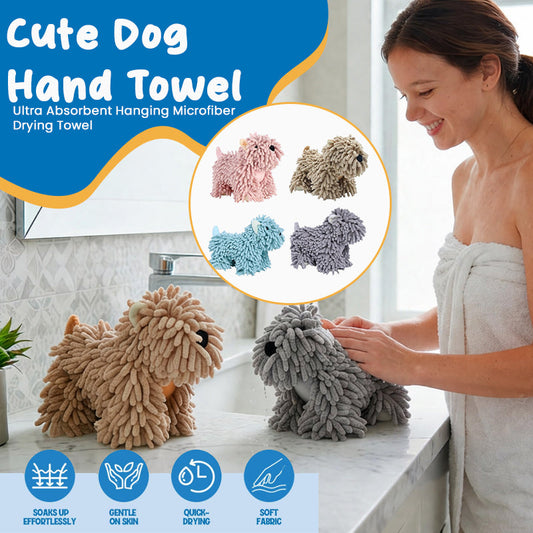 Cute Dog Hand Towel – Ultra Absorbent Hanging Microfiber Drying Towe