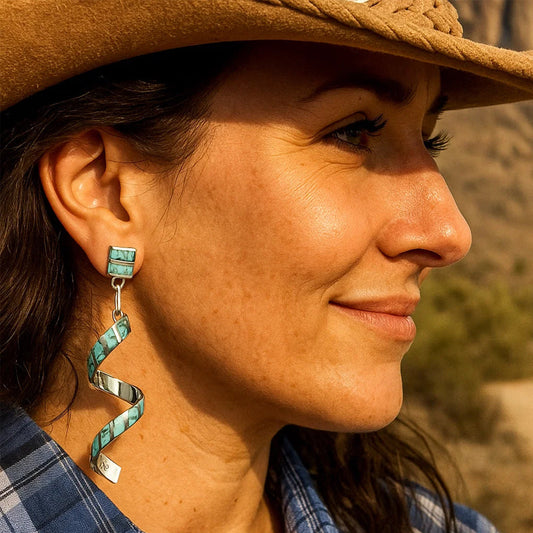 🌵 Desert Twist: Turquoise Spiral Earrings