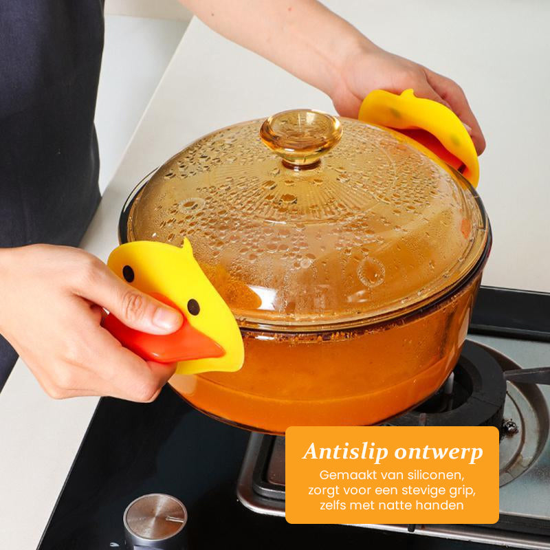🦆 Koop 1 krijg 1 gratis！Veilige en leuke keukenhulp: de eendje anti-heet handgreep!
