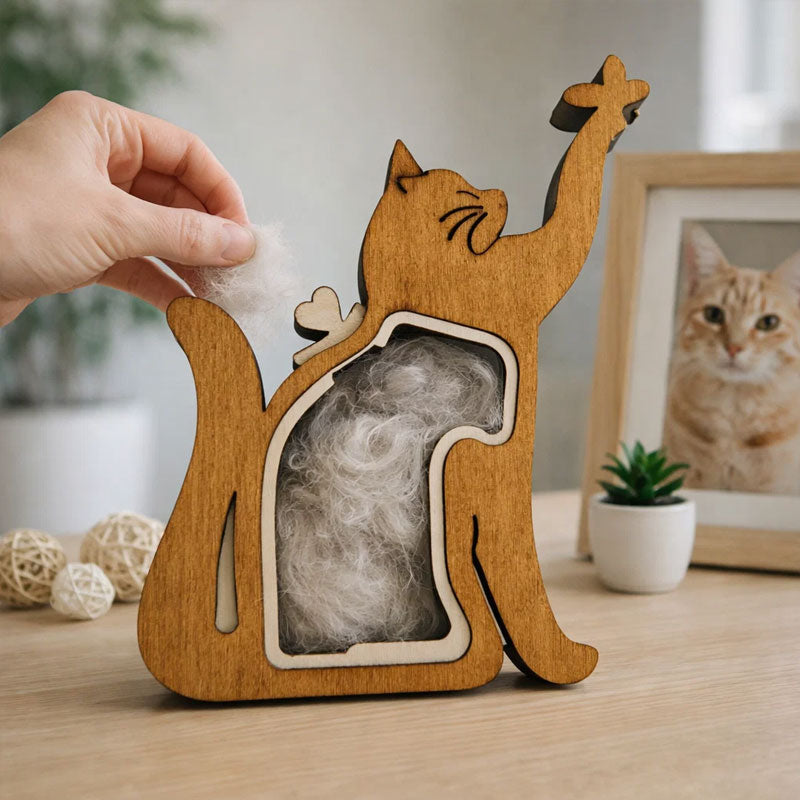 Handgefertigte Aufbewahrungsbox aus Holz für Tierhaare