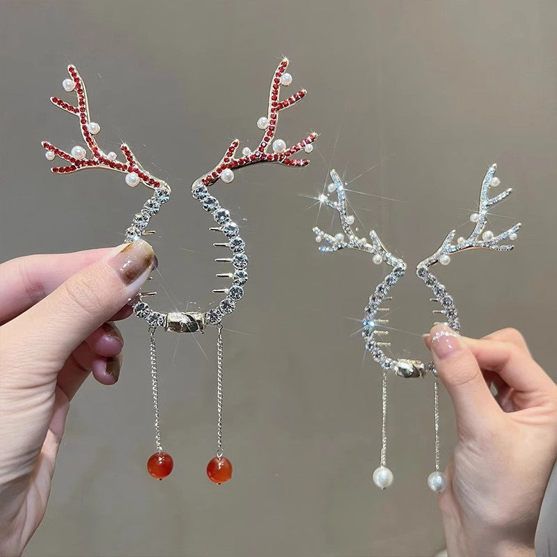 Christmas reindeer antler hair clip