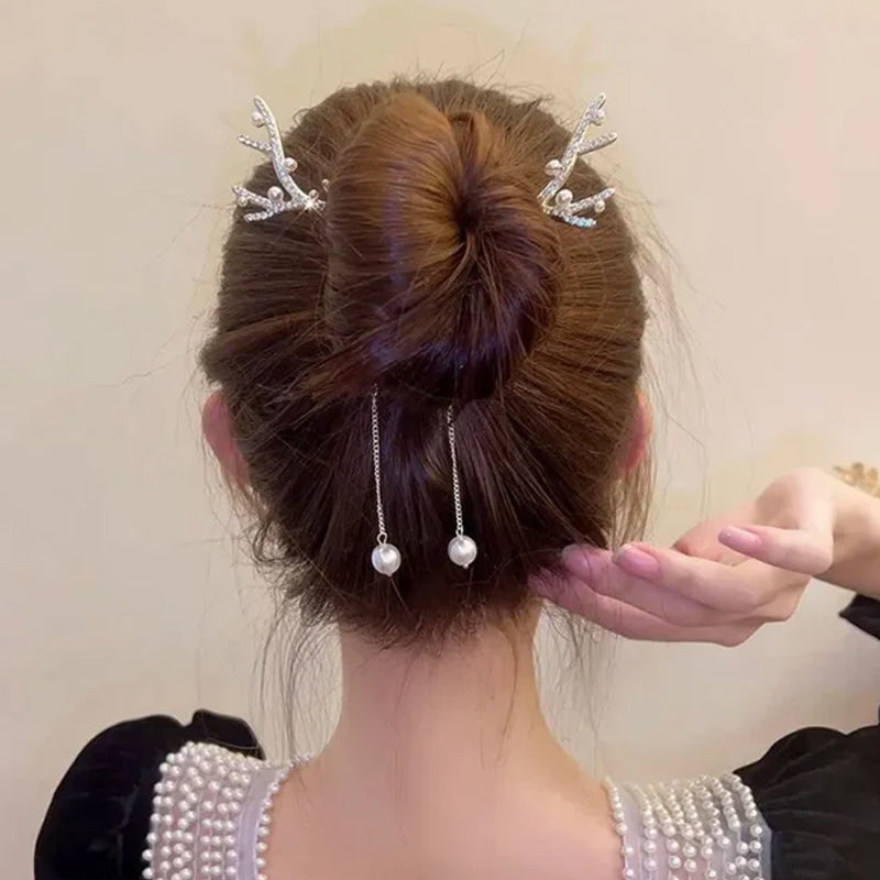 Christmas reindeer antler hair clip