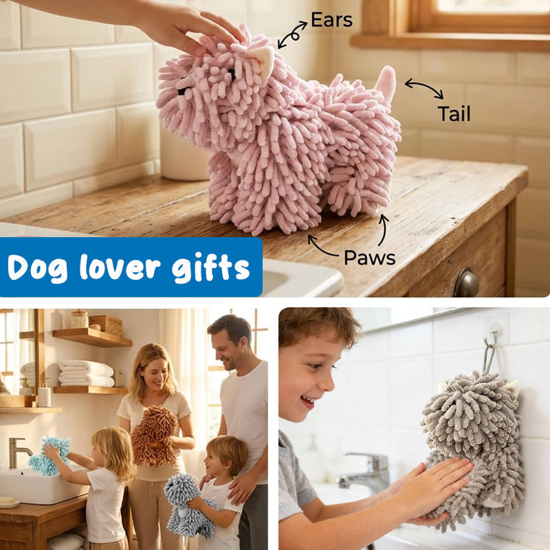 Cute Dog Hand Towel – Ultra Absorbent Hanging Microfiber Drying Towe