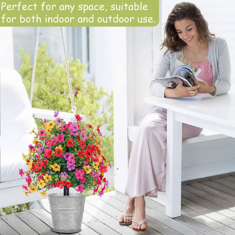 🔥Bestseller🔥Künstliche Eukalyptus- und Veilchen-Bodensteckblumendekoration