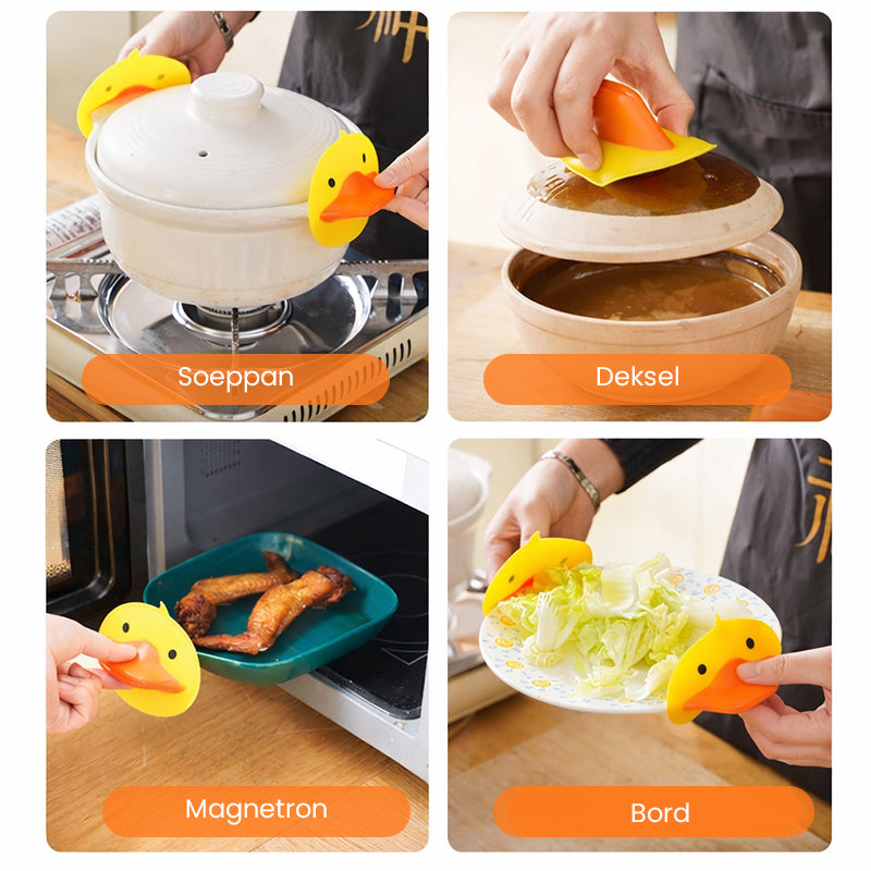 🦆 Koop 1 krijg 1 gratis！Veilige en leuke keukenhulp: de eendje anti-heet handgreep!