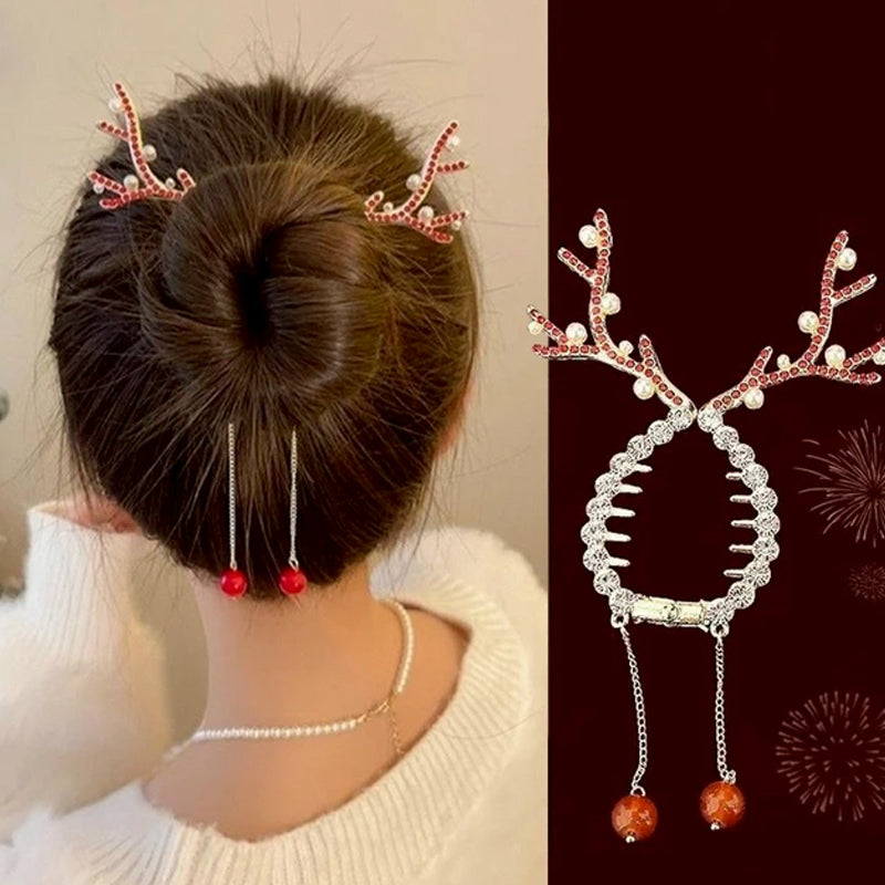 Christmas reindeer antler hair clip
