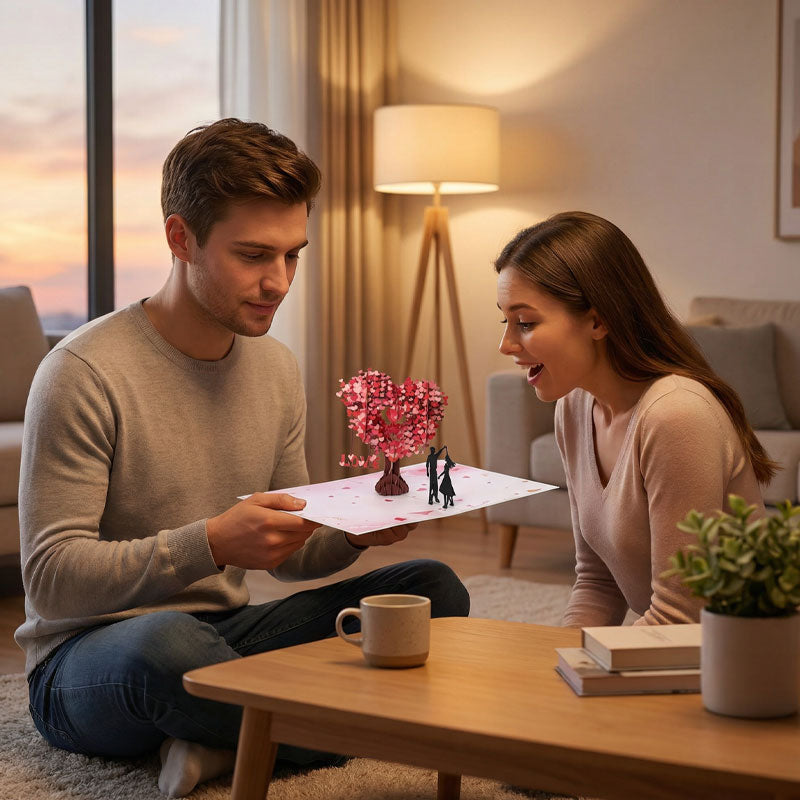 Romantic "Dancing Under the Heart Tree" 3D Greeting Card