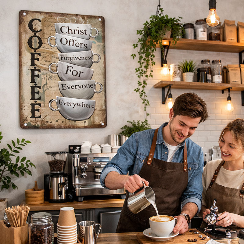 „Gnade in jeder Tasse“ – Inspirierendes Schild ⛪ – Eine zeitlose Botschaft der Barmherzigkeit für Ihren heiligen Raum