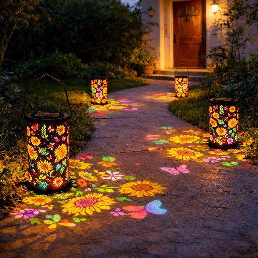 🔥✨Farbenfrohe, solarbetriebene Gartenlampe mit Sonnenblumeneffekt