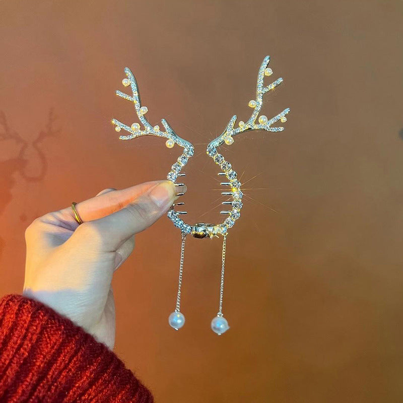 Christmas reindeer antler hair clip