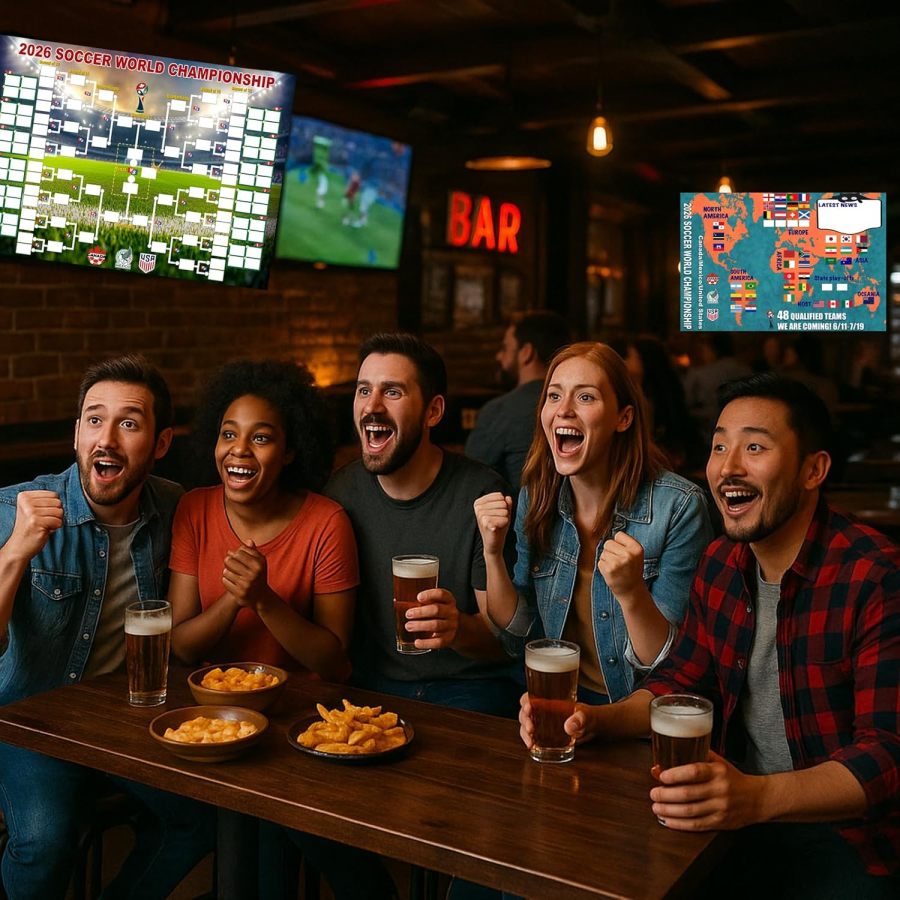 Poster met het speelschema van het WK 2026 en een overzicht van de 48 teams in de finaleronde, een 2-in-1 functionele poster.