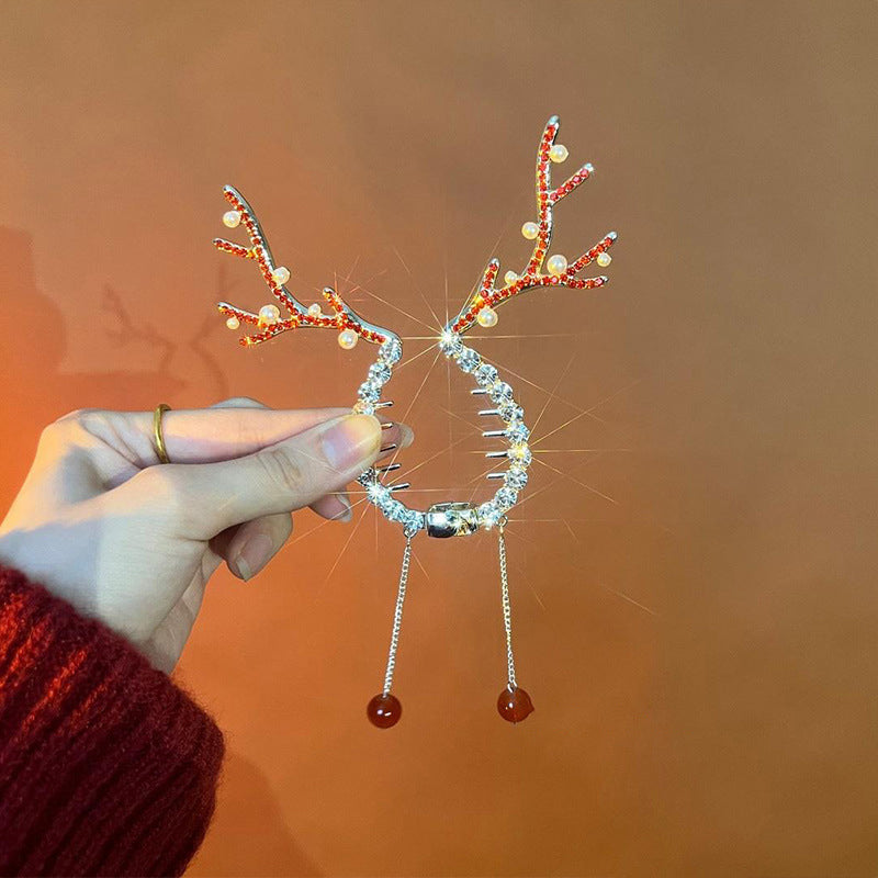 Christmas reindeer antler hair clip