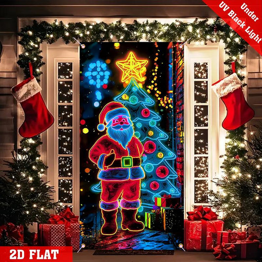 Fluorescent Christmas Door Cover Party Banner