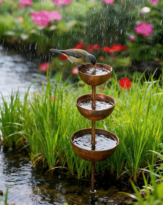 🌧️ Regenwassersammler – Pflanzenstütze 🐦 Metallene Gartendekoration