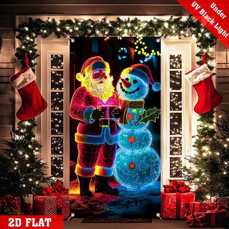 Fluorescent Christmas Door Cover Party Banner
