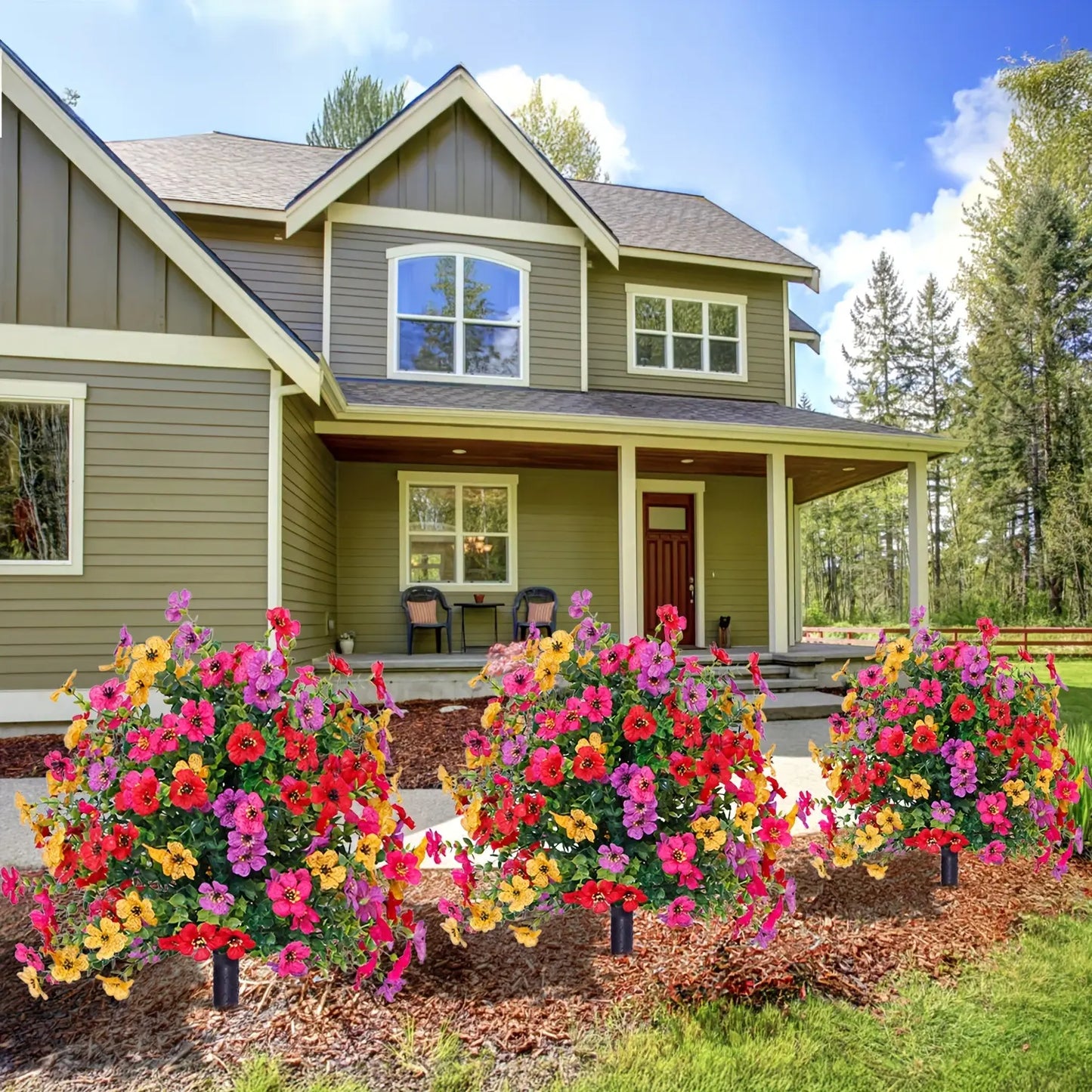 🔥Bestseller🔥Künstliche Eukalyptus- und Veilchen-Bodensteckblumendekoration