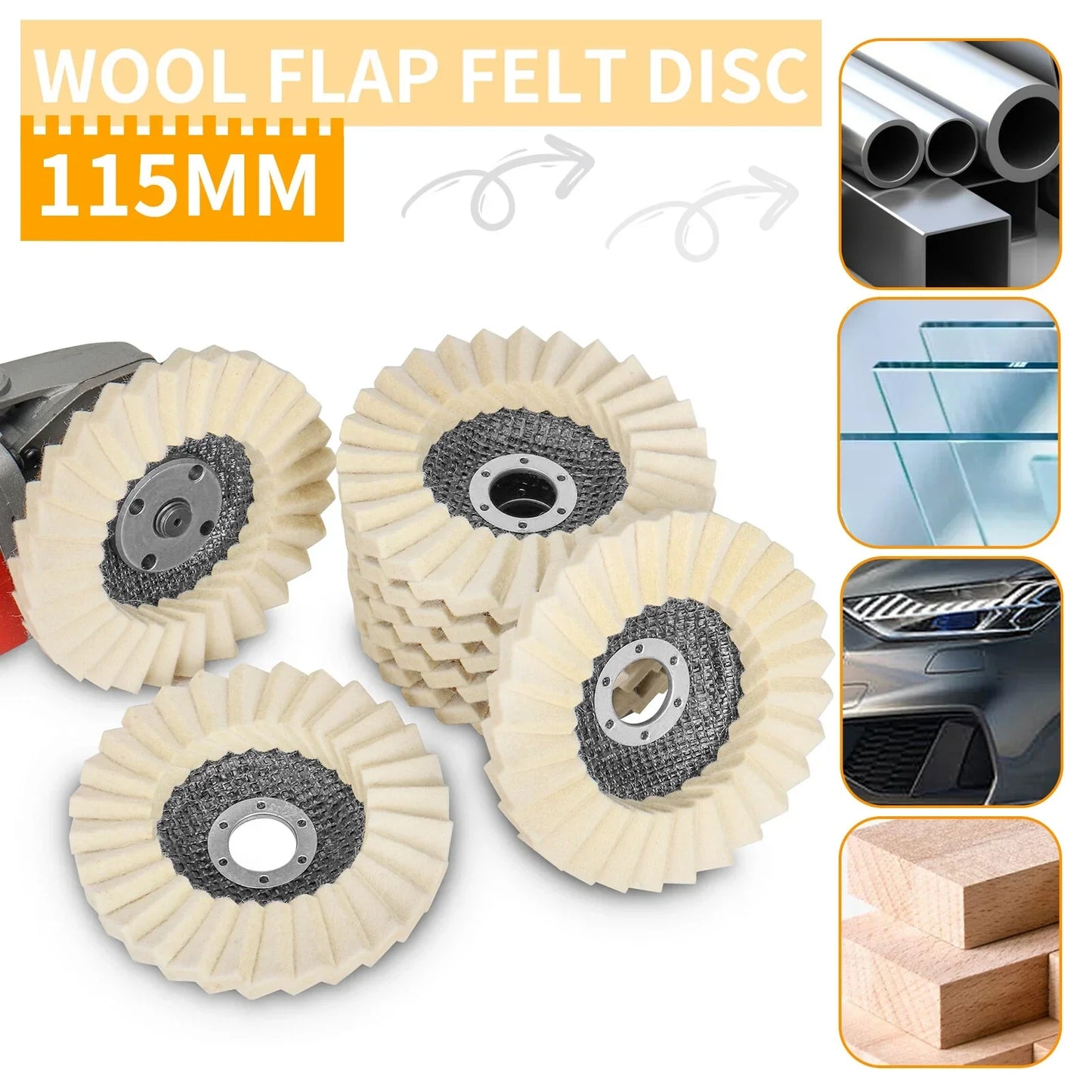 🔥Hot sale🔥5-inch lamellenpolijstschijf van wolvilt