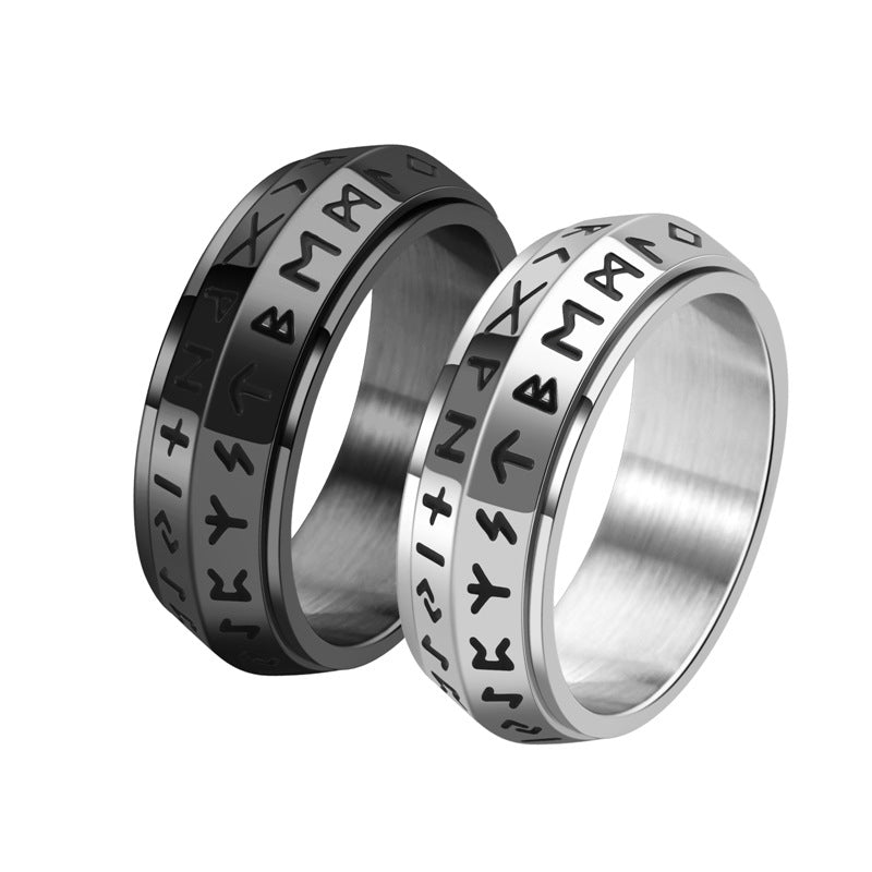 ✨🎅Christmas Offers – For a Limited Time Only!⏰Titanium Steel Viking Rune Rotating Ring