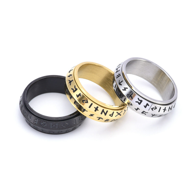 ✨🎅Christmas Offers – For a Limited Time Only!⏰Titanium Steel Viking Rune Rotating Ring