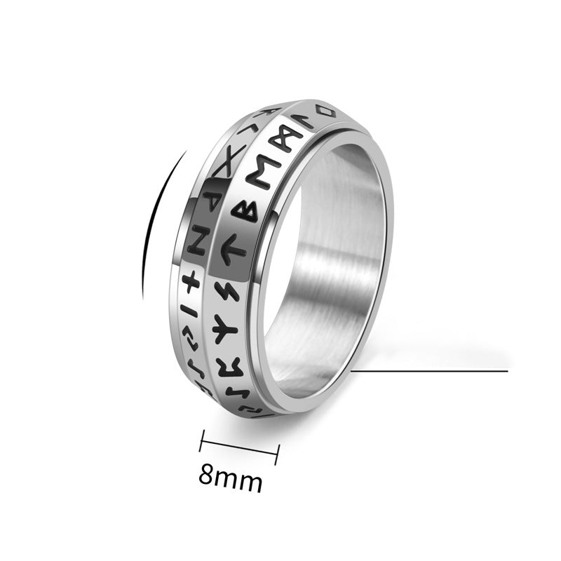 ✨🎅Christmas Offers – For a Limited Time Only!⏰Titanium Steel Viking Rune Rotating Ring