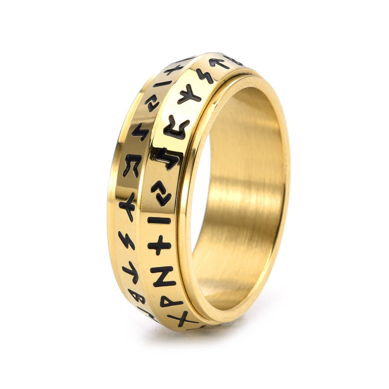✨🎅Christmas Offers – For a Limited Time Only!⏰Titanium Steel Viking Rune Rotating Ring